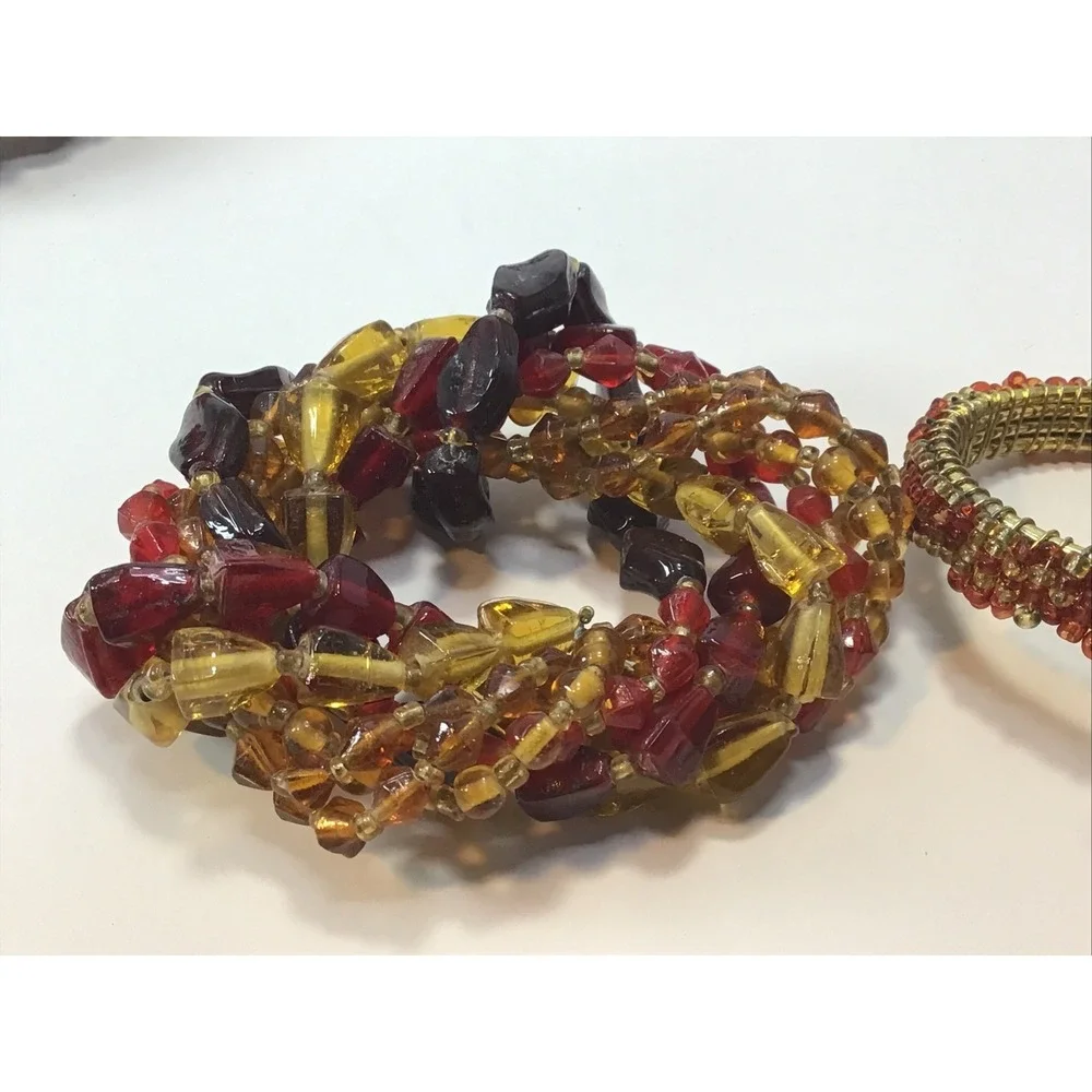Holiday Round Napkin Rings 2 sets (6) And (8) Beaded Red and Gold Floral